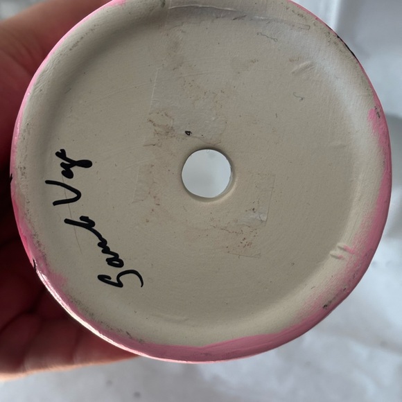 Unique Hand Painted Breast Cancer Awareness Design Face Ceramic Planter Vase - Picture 4 of 4